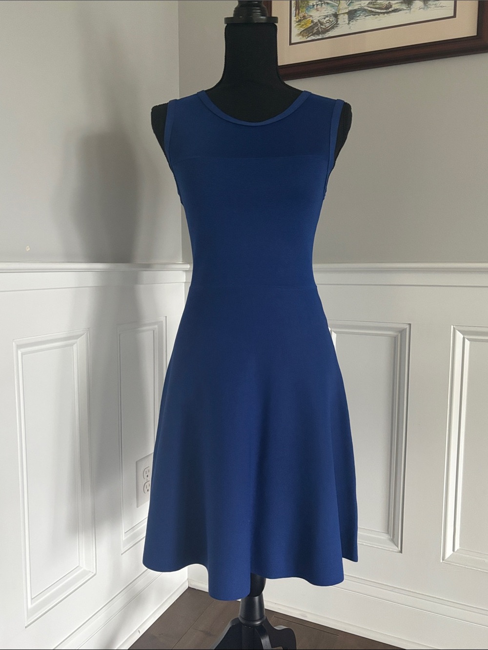 John + Jenn Sleeveless Cobalt Blue Midi Fit-and-Flare Dress